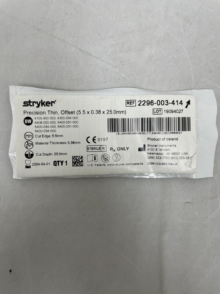 2296-003-414 - STRYKER - Precision Thin Long Narrow Blade, 25 L x 5.5 mm W, (EA) - ( Expiry Date: 2024-04-01 )