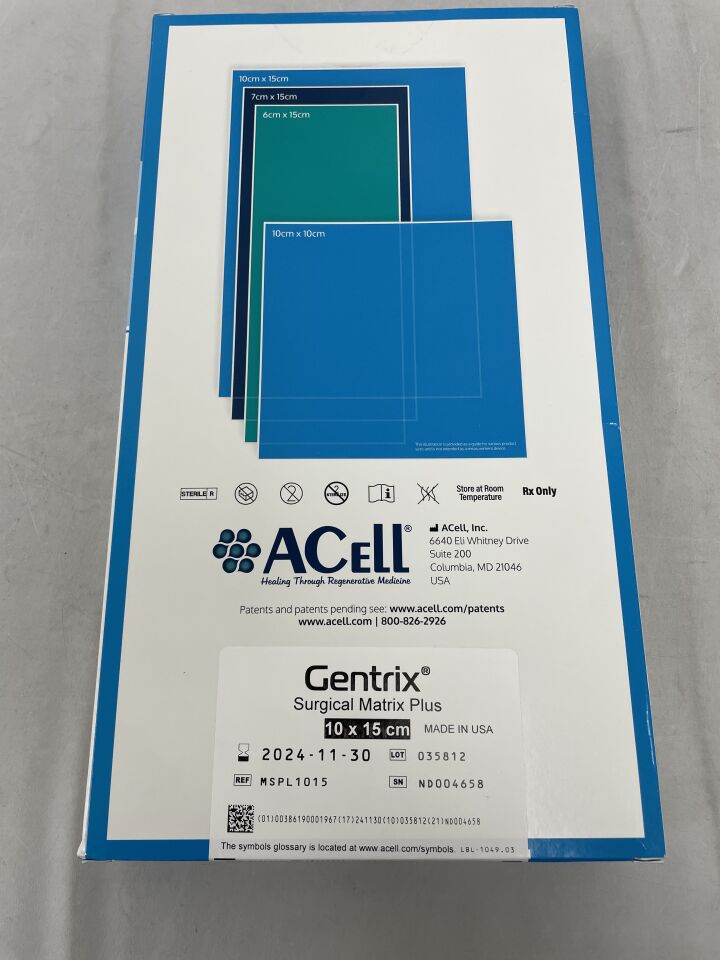 MSPL1015 - ACELL - Gentrix Surgical Matrix Plus 10cm x 15cm, (BX/1) - ( Expiry Date: 2024-11-30 )