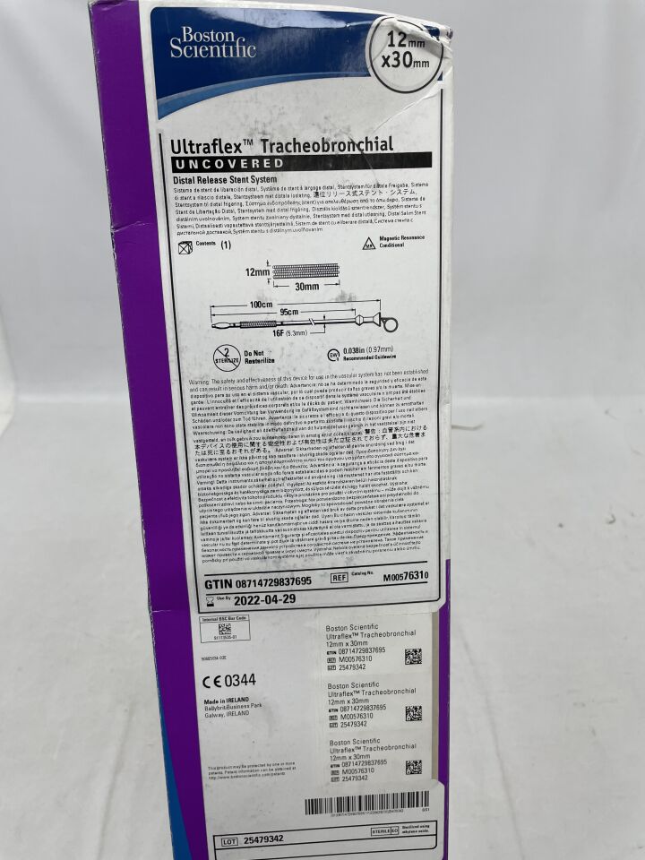 7631 - BOSTON SCIENTIFIC - Ultraflex Tracheobronchial Uncovered Distal Release Stent System - 12mm x 30mm, (BX/1) - ( Expiry Date: 2022-04-29 )
