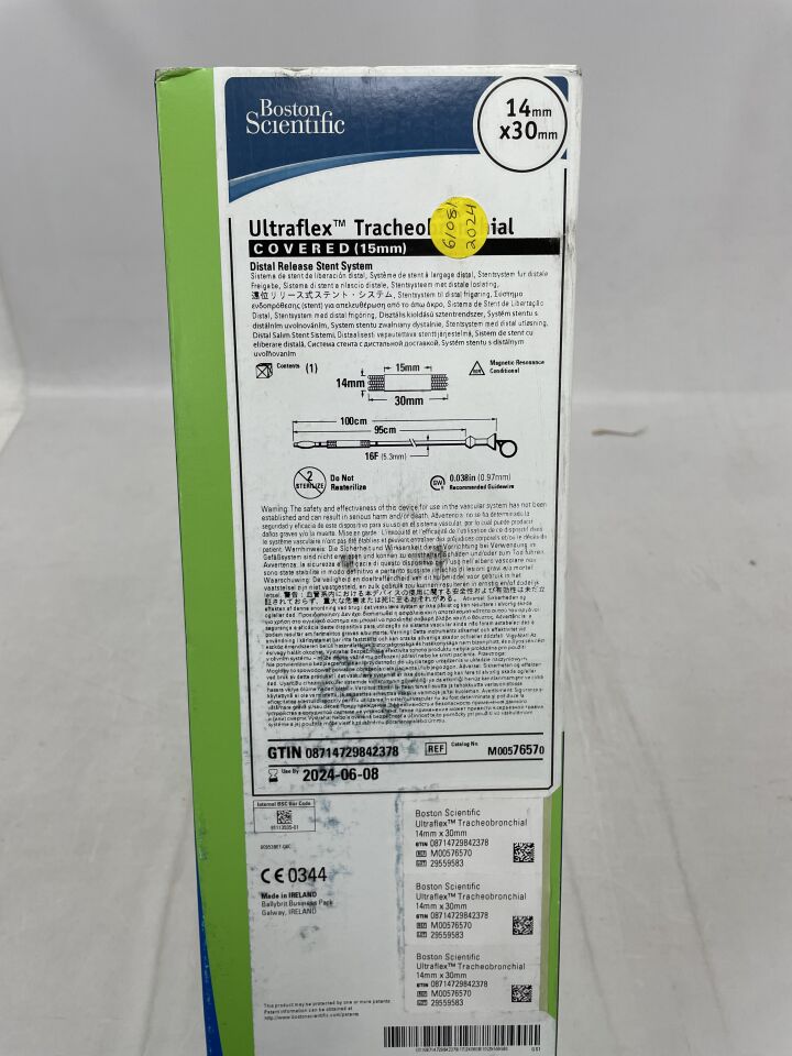 7657 - BOSTON SCIENTIFIC - Ultraflex Tracheobronchial Covered Distal Release Stent System - 14mm x 30mm, (BX/1) - ( Expiry Date: 2024-06-08 )