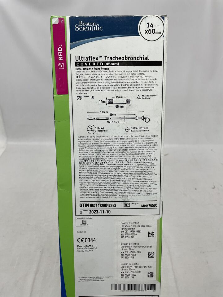 7659 - BOSTON SCIENTIFIC - Ultraflex Tracheobronchial Covered Distal Release Stent System - 14mm x 60mm, (BX/1) - ( Expiry Date: 2023-11-10 )