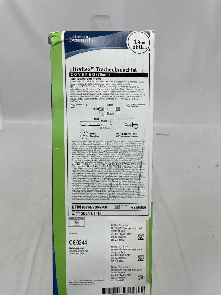 7660 - BOSTON SCIENTIFIC - Ultraflex Tracheobronchial Covered Distal Release Stent System - 14mm x 80mm, (BX/1) - ( Expiry Date: 2024-01-14 )