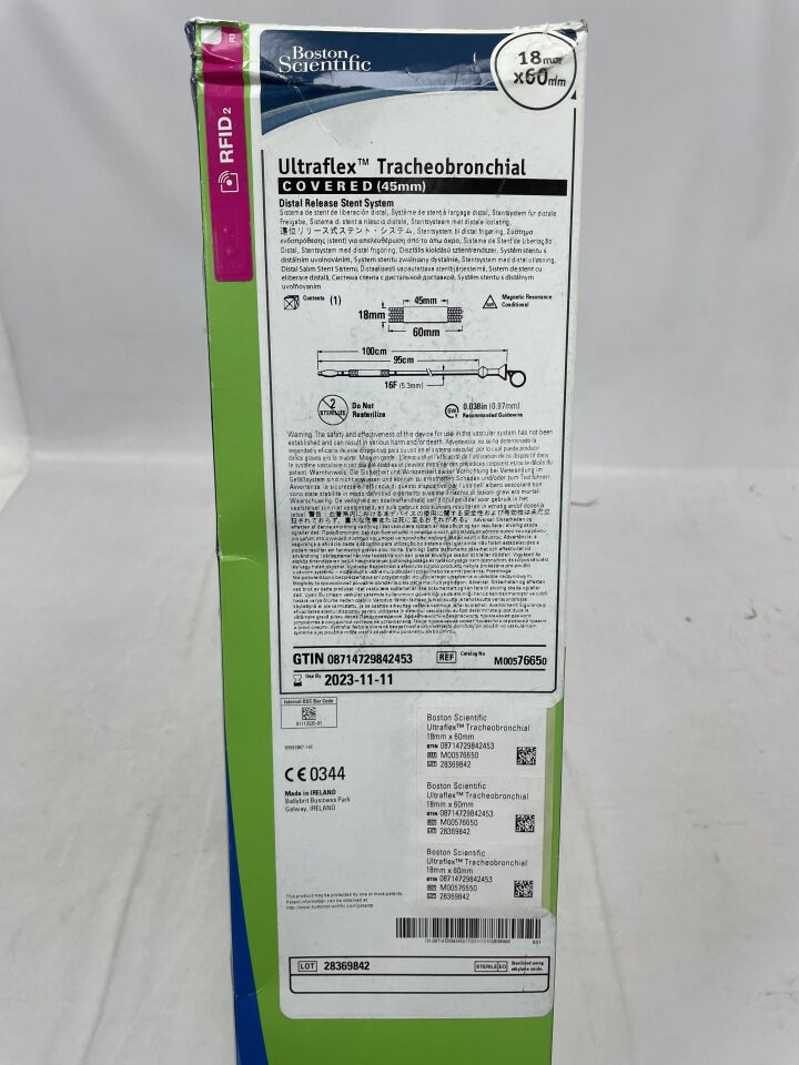 7665 - BOSTON SCIENTIFIC - Ultraflex Tracheobronchial Covered Distal Release Stent System - 18mm x 60mm, (BX/1) - ( Expiry Date: 2023-11-11 )