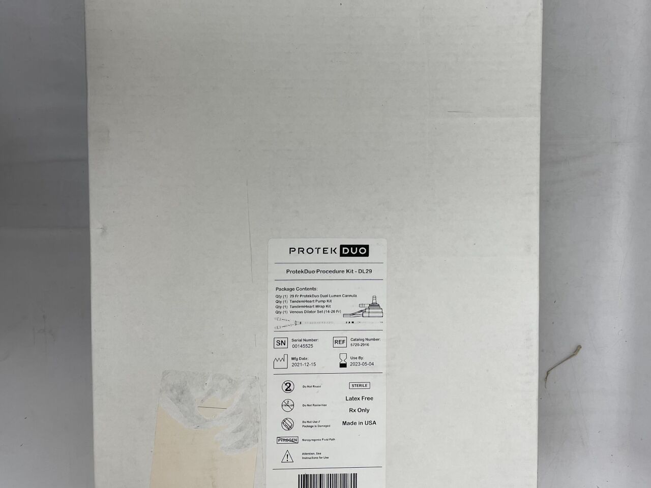 5720-2916 - CARDIACASSIST - ProtekDuo Procedure Kit DL29 - (1) 29Fr Cannula, (1) Pump Kit, (1) Wrap Kit, (1) Venous Dilator Set, (BX/1) - ( Expiry Date: 2023-05-04 )