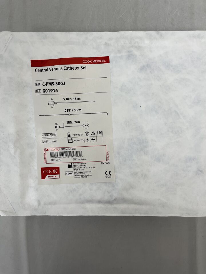 G01916 - COOK - Central Venous Catheter Set, 5Fr/15cm, (EA) - ( Expiry Date: 2024-02-25 )