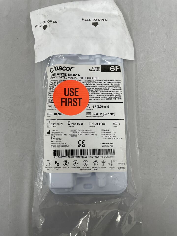 ASG06010W - OSCOR - Adelante Sigma Hemostatic Valve Introducer 6F, (EA) - ( Expiry Date: 2024-06-01 )