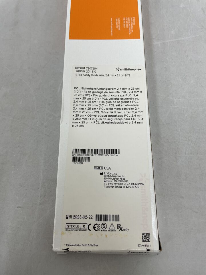 7207284 - SMITH & NEPHEW - PCL Safety Guide Wire 2.4mm x 25cm, (BX/1) - ( Expiry Date: 2023-02-22 )