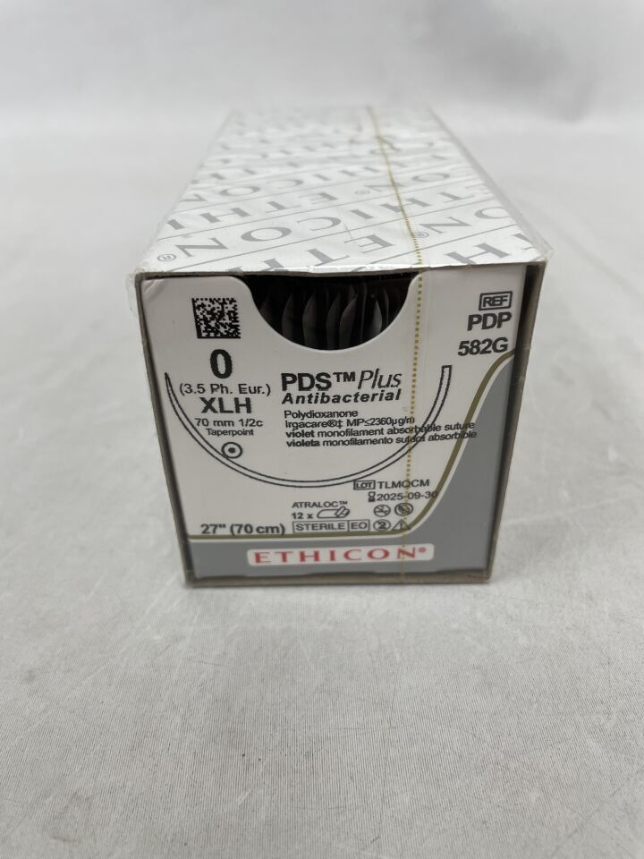 PDP582G - ETHICON - 2-0 PDS PLUS ANTIBACTERIAL VIOLET MONOFILAMENT SUTURE WITH IRGACARE MP, SH 26mm 1/2c Taper , ( BX/12 ) - ( Expiry Date : 2025-09-30 )