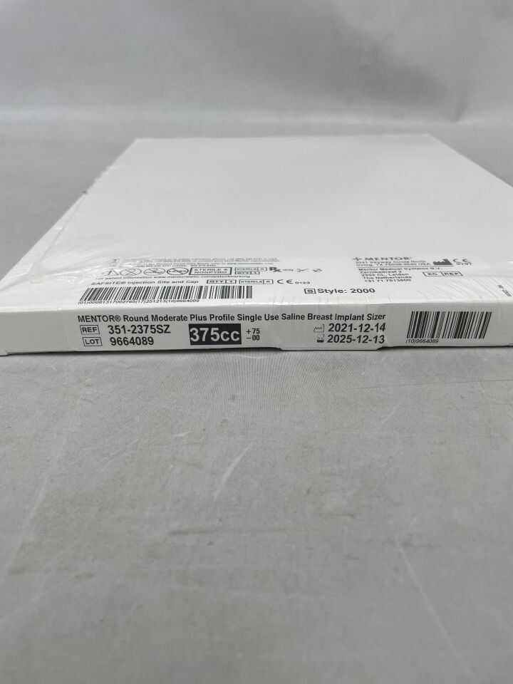 351-2375SZ - MENTOR - 圓形中等高度鹽水乳房假體尺寸測量器,375cc,()-(有效期至:2025年12月13日)
