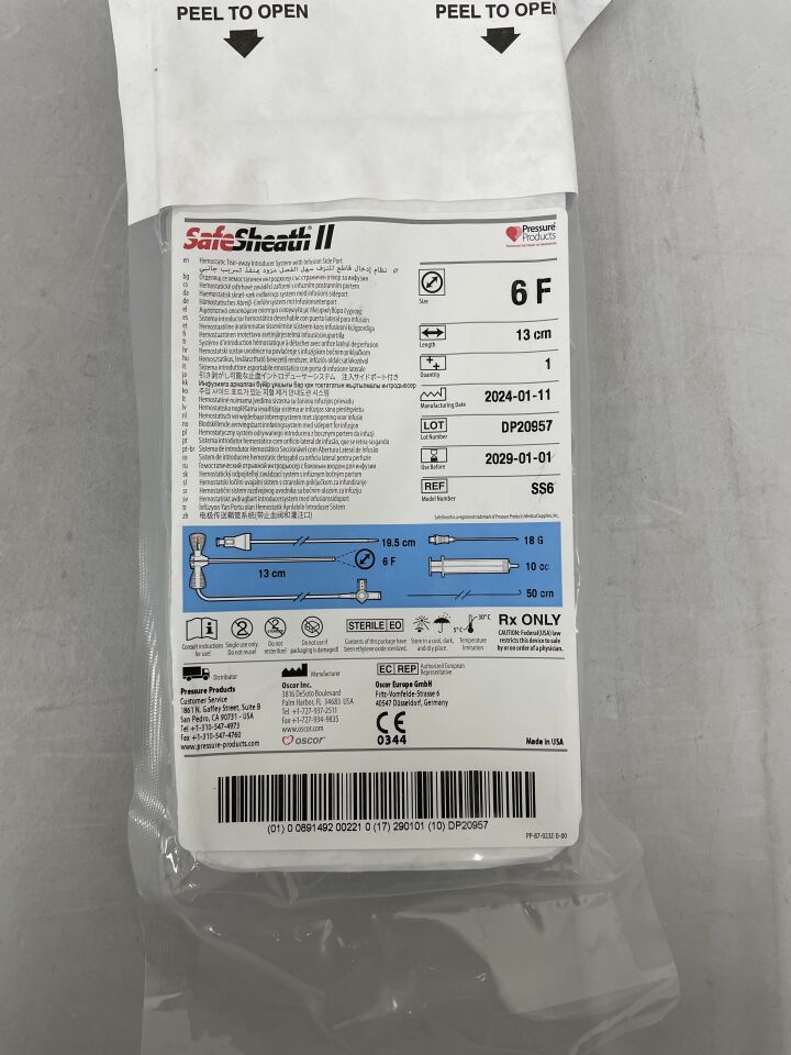 SS6 - OSCOR - SAFESHEATH II 止血撕脫式導入系統 6F 13cm,(EA)-(有效期至:2029-01-01)