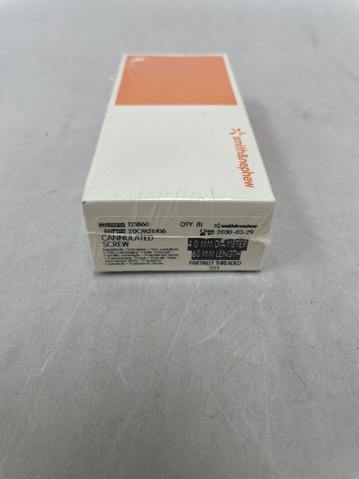 121860 - SMITH & NEPHEW - Cannulated Screw, 4.0 x 60mm , ( BX/1 ) - ( Expiry Date : 2030-03-29 )