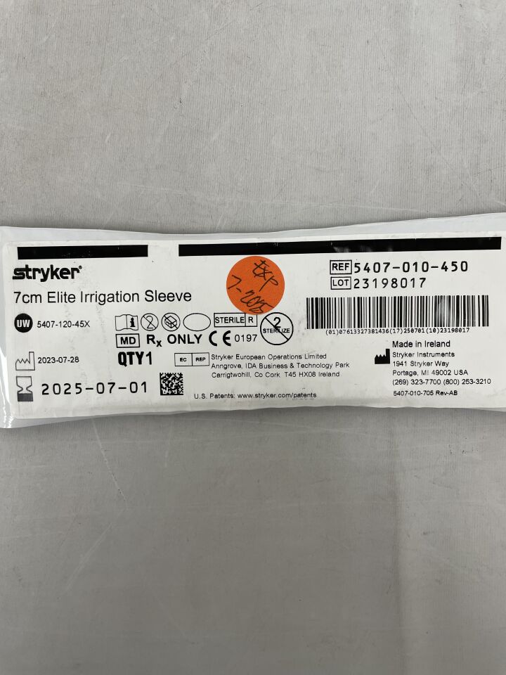 5407-010-450 - STRYKER - Elite Irrigation Sleeve, 7cm , ( EA ) - ( Expiry Date : 2025-07-01 )