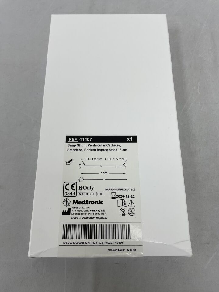 41407 - MEDTRONIC - CSF-Snap Shunt Ventricular Catheter, Standard, Barium 7cm , ( BX/1 ) - ( Expiry Date : 2026-12-22 )