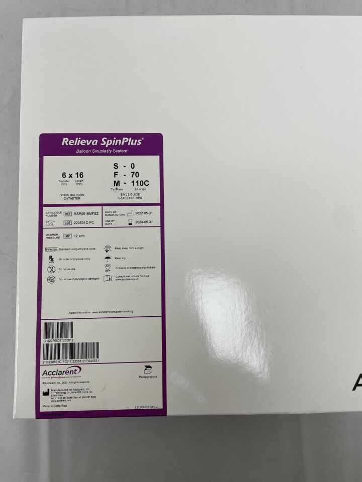 RSP0616MFSZ - ACCLARENT - Relieva SpinPlus Balloon Sinuplasty System 6x16mm, (BX/1)