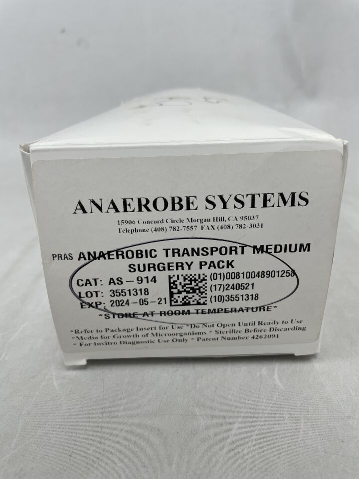 AS-914 - ANAEROBE SYSTEMS - anaerobic transport medium surgery pack -, (BX/10) - ( Expiry Date: 2024-05-21 )