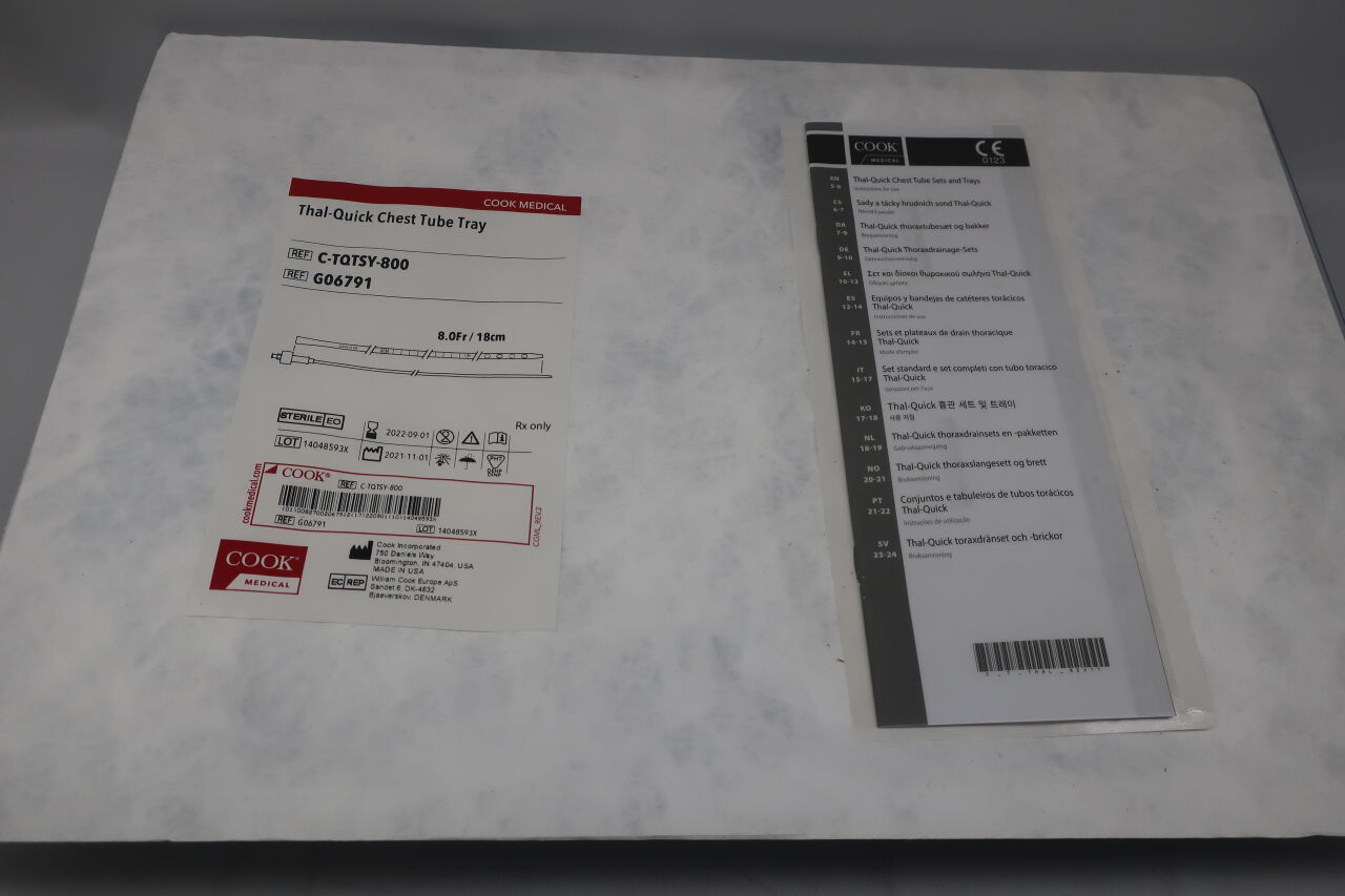 G06791 - COOK - Thal-Quick Chest Tube Tray 8F x 18cm, (EA) - ( Expiry Date: 2024-08-01 )