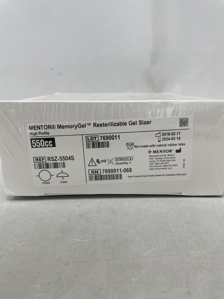 RSZ-5504S - MENTOR - MemoryGel High Profile, HP 550cc Gel Sizer, (BX/1) - ( Expiry Date: 2024-02-16 )