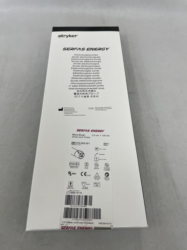 0279-250-201 - STRYKER - Serfas Energy RF Ablation Probe Micro-Brush, Small Joint, Bendable, Max Cut Level 6, 2.5mm, () - ( Expiry Date: 2024-12-14 )