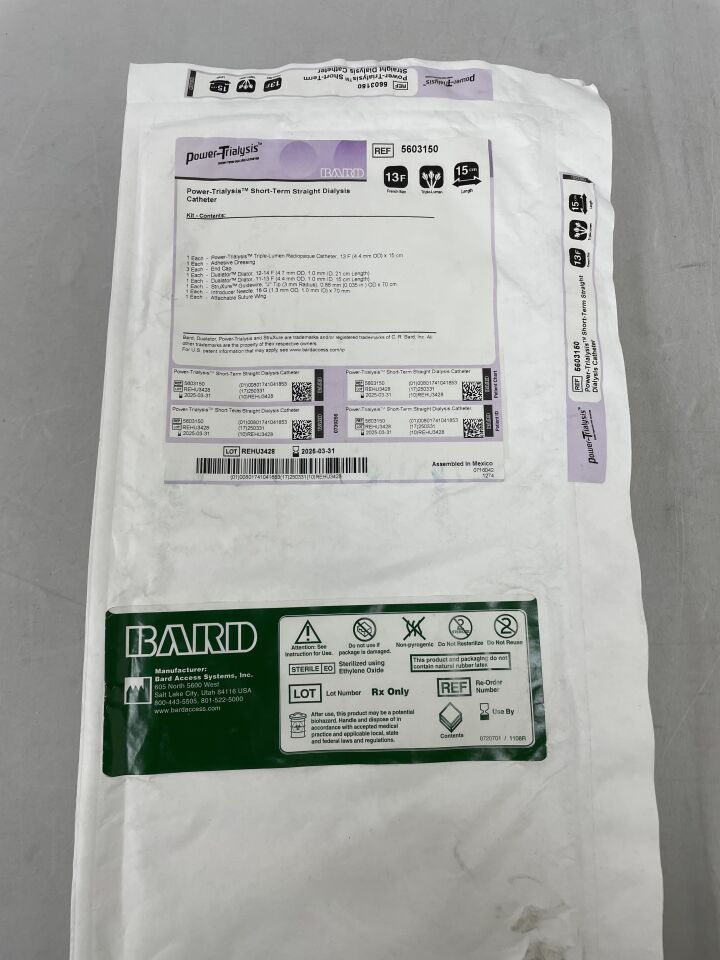 5603150 - BARD - Power-Trialysis Dialysis Catheter Kit, Straight 13F x 15cm, (EA) - ( Expiry Date: 2025-03-31 )