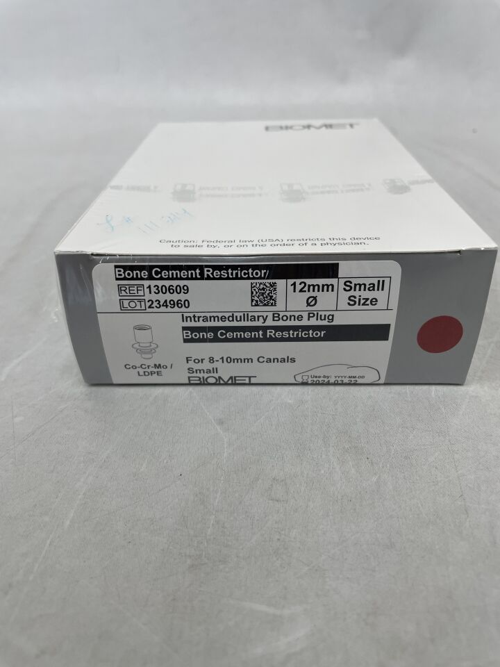 130609 - BIOMET - Intramedullary Bone Plus, Bone Cement Restrictor for 8-10mm Canals, Small, 12mm, (BX/1) - ( Expiry Date: 2024-03-22 )