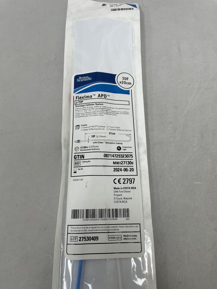 27130 - BOSTON SCIENTIFIC - Flexima APD Drainage Catheter System, J-Tip, 10F x 20cm, () - ( Expiry Date: 2024-06-20 )