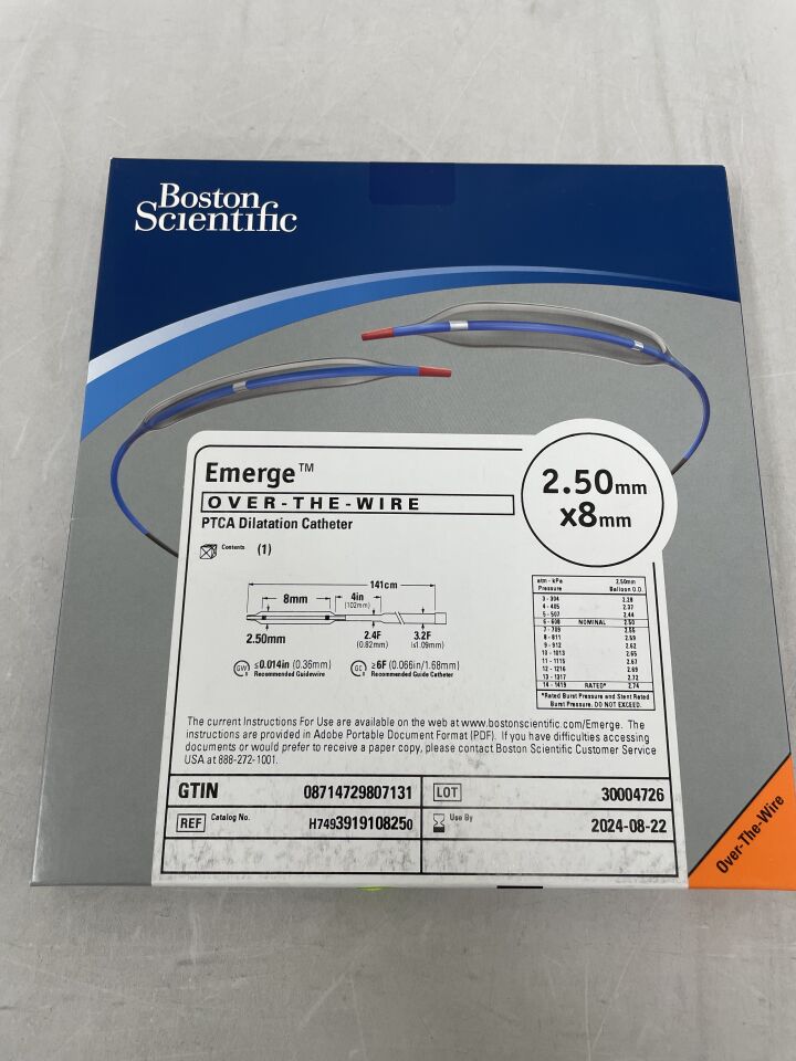 391910825 - BOSTON SCIENTIFIC - Emerge OTW PTCA Dilatation Catheter - 2.50mm x 8mm, (BX/1) - ( Expiry Date: 2024-08-22 )