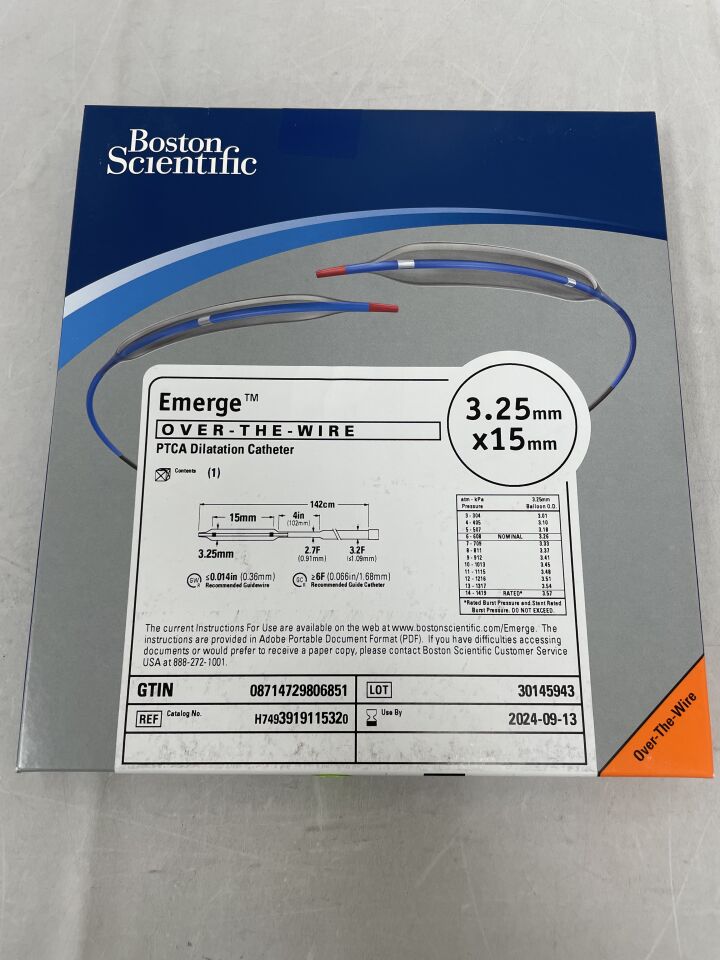 391911532 - BOSTON SCIENTIFIC - Emerge OTW PTCA Dilatation Catheter - 3.25mm x 15mm, (BX/1) - ( Expiry Date: 2024-09-13 )