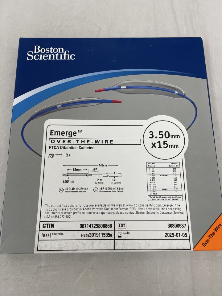 391911535 - BOSTON SCIENTIFIC - Emerge OTW PTCA Dilatation Catheter - 3.50mm x 15mm, (BX/1) - ( Expiry Date: 2025-01-05 )