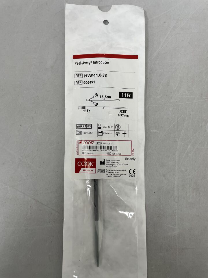 G06491 - COOK - Peel-Away Introducer, 11Fr, 15.5cm, (EA) - ( Expiry Date: 2023-10-27 )