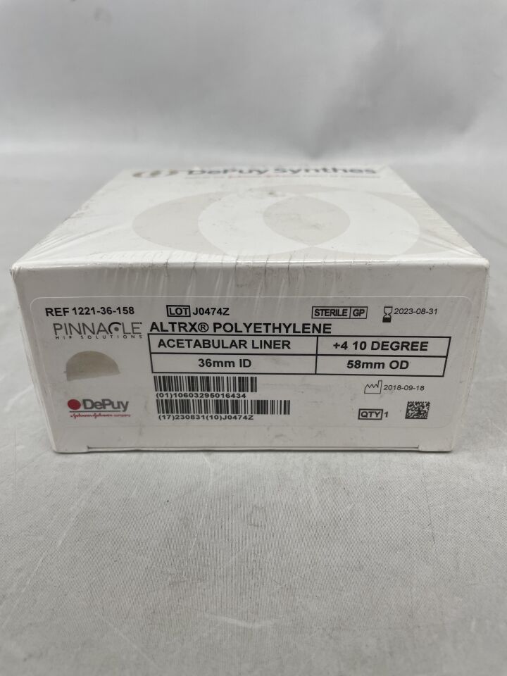 1221-36-158 - DEPUY - Pinnacle Altrx +4 10 Polyethylene Acetabular Liner, 36mm x 58mm, (BX/1) - ( Expiry Date: 2023-08-31 )