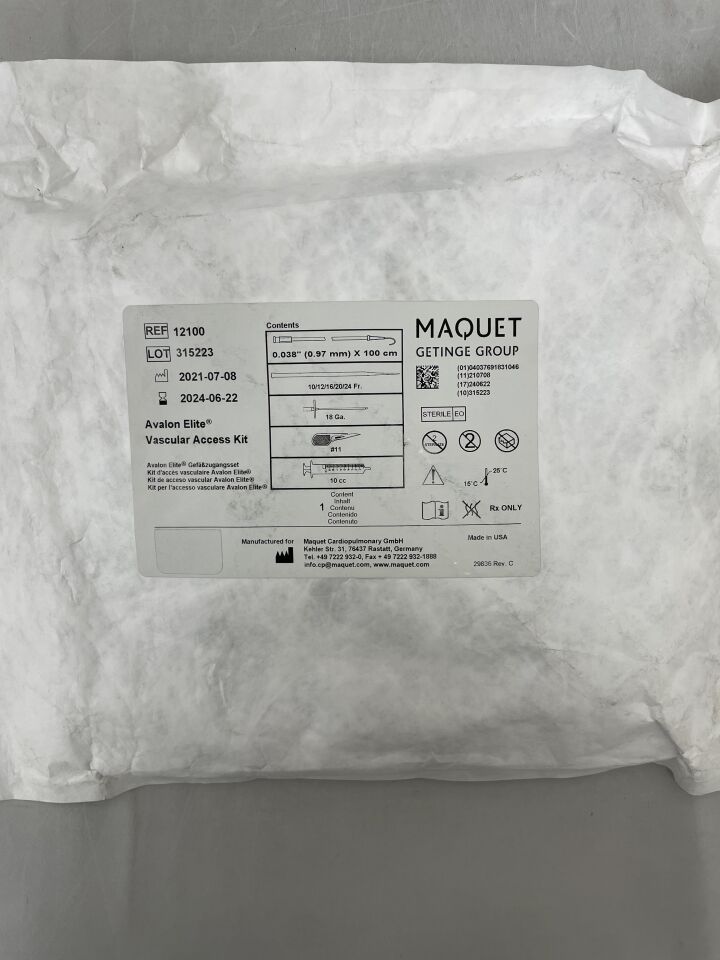 12100 - MAQUET - Avalon Elite Vascular Access Kit, 100cm, (EA) - ( Expiry Date: 2024-06-22 )