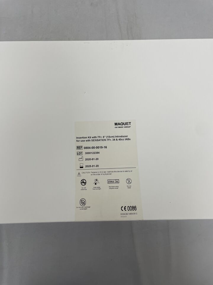 0884-00-0019-16 - MAQUET - Insertion Kit with 6in. Introducer for use with SENSATION 7F, 34 and 40cc IAB's, (BX/1) - ( Expiry Date: 2025-01-20 )