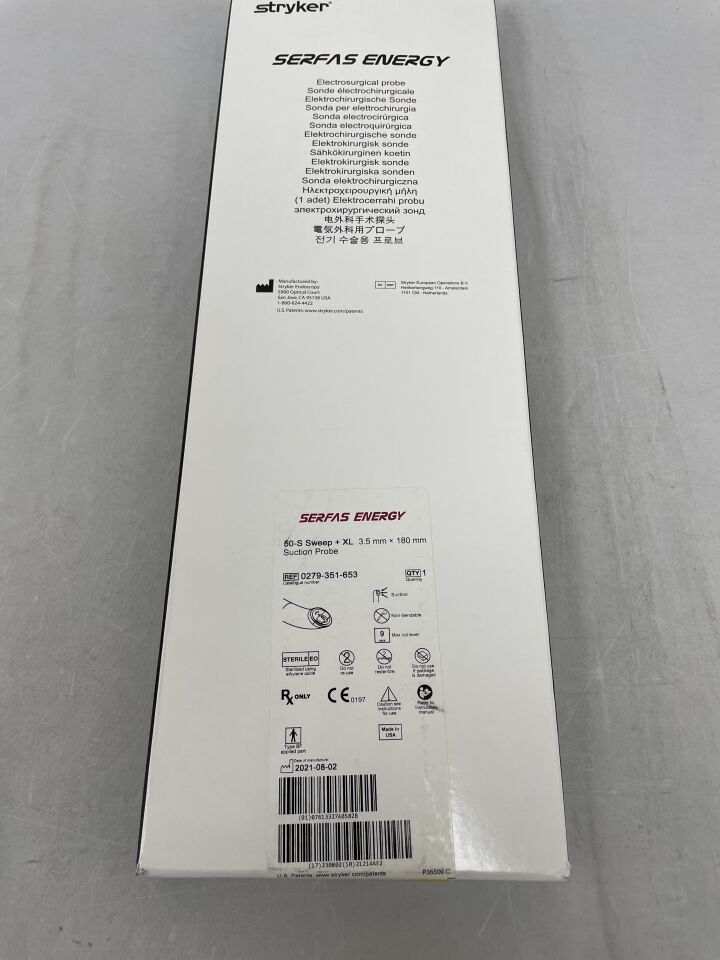 0279-351-653 - STRYKER - Serfas 50-S Sweep XL Suction Probe 3.5mm x 180mm, (BX/1) - ( Expiry Date: 2023-08-02 )