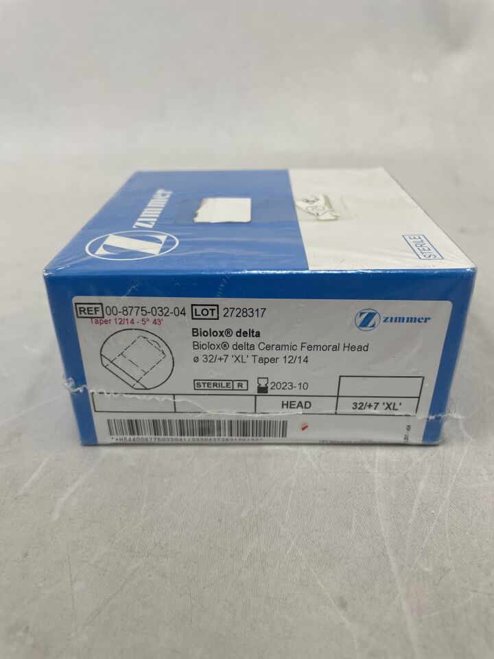 00-8775-032-04 - ZIMMER - Biolox Delta, Ceramic Femoral Head, XL, 32/+7, Taper 12/14, (BX/1) - ( Expiry Date: 2023-10-31 )