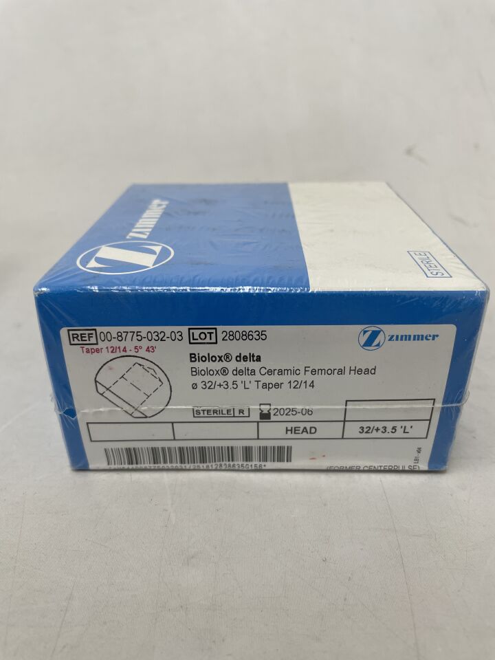 00-8775-032-03 - ZIMMER - Biolox Delta, Ceramic Femoral Head, L, 32/+3.5, Taper 12/14 , ( BX/1 ) - ( Expiry Date : 2025-06-30 )