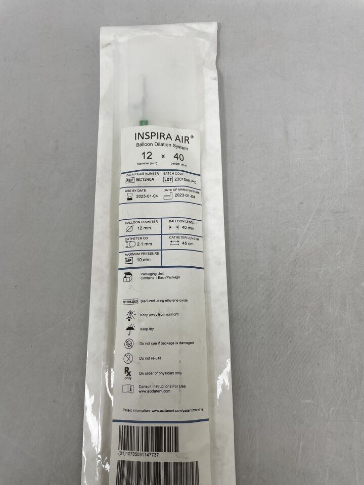 BC1240A - ACCLARENT - INSPIRA AIR BALLOON DILATION SYSTEM 12x40, (EA) - ( Expiry Date: 2025-01-04 )