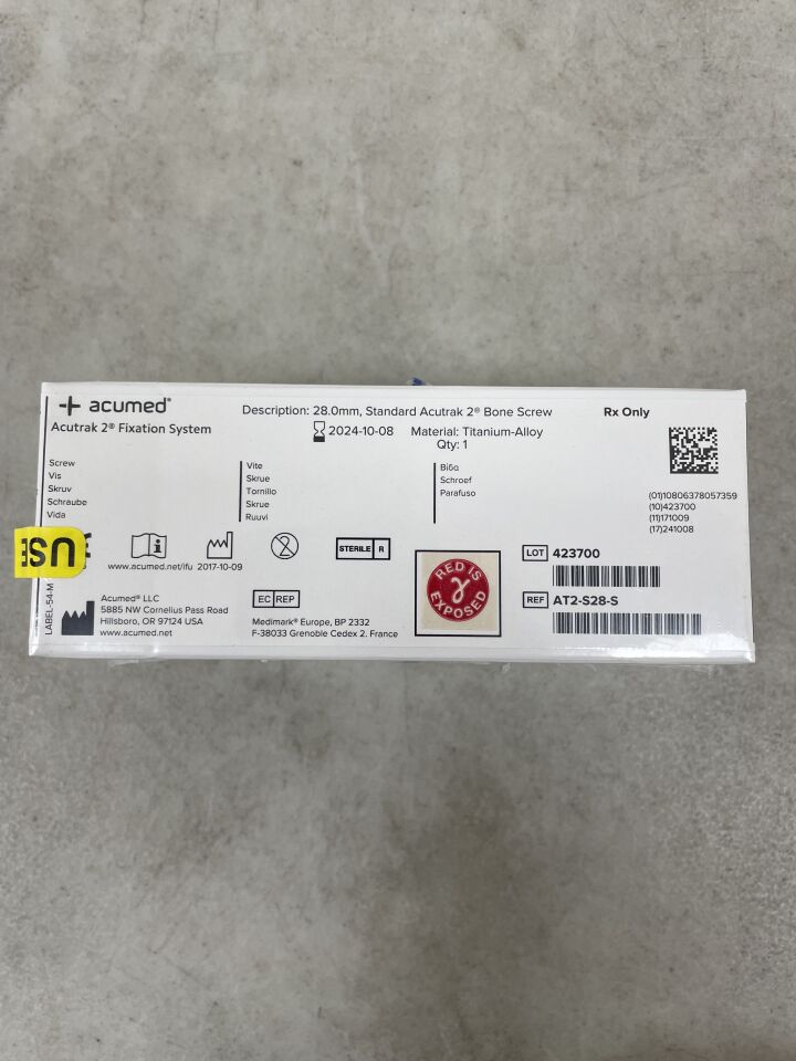 AT2-S28-S - ACUMED - Acutrak 2 Headless Compression Bone Screw, 28mm, () - ( Expiry Date: 2024-09-05 )