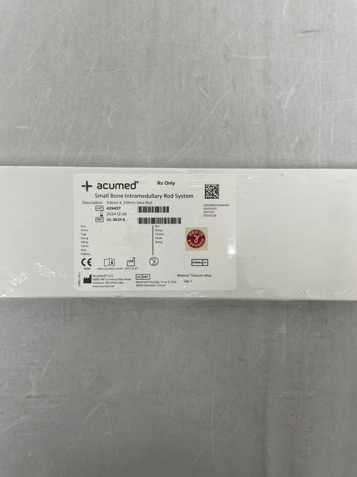 UL-3621-S - ACUMED - 3.6mm X 210mm Ulna Rod, (BX/1) - ( Expiry Date: 2024-12-26 )