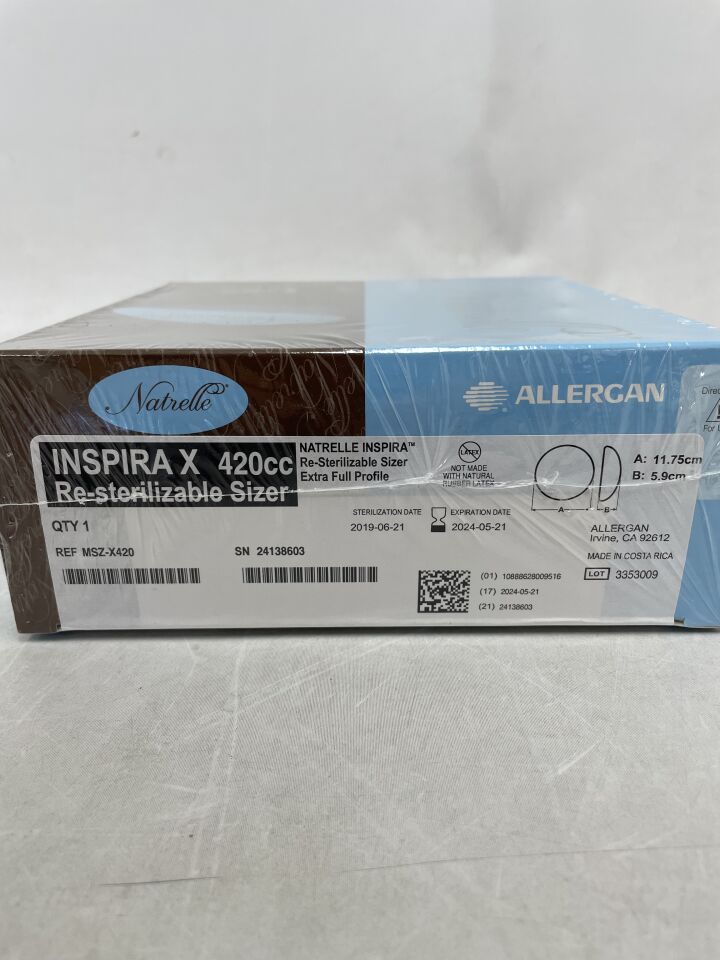 MSZ-X420 - ALLERGAN - natrelle inspira x 420cc re-sterilizable sizer extra full profile , (BX/1) - ( Expiry Date: 2024-05-21 )