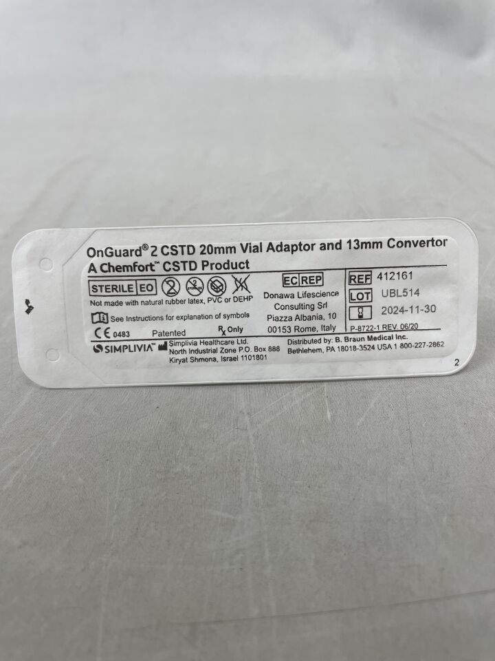 412161 - B BRAUN - OnGuard 2 CSTD 20mm Vial Adaptor & 13mm Convertor, (EA) - ( Expiry Date: 2024-11-30 )