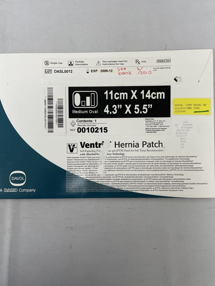 10215 - BARD - Ventrio Self-Expanding Hernia Patch, Medium, 11 x 14 cm, (BX/1) - ( Expiry Date: 2009-12-01 )