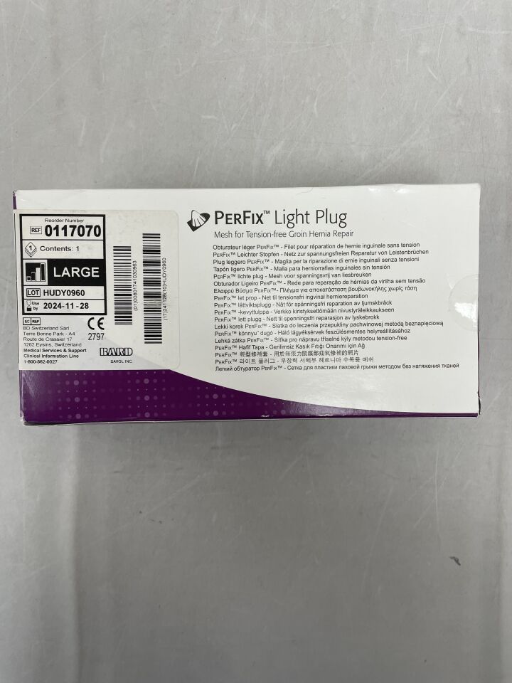117070 - BARD - PerFix Light Plug, Large, 4.1 x 4.8 cm, (BX/1) - ( Expiry Date: 2024-11-28 )
