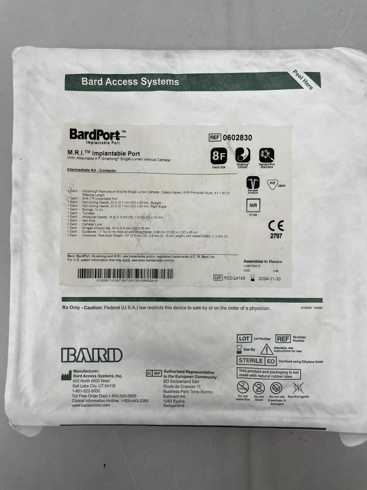 602830 - BARD - Port MRI Implantable Port with 8F Groshong Single-Lumen Venous Catheter, (EA) - ( Expiry Date: 2024-11-30 )