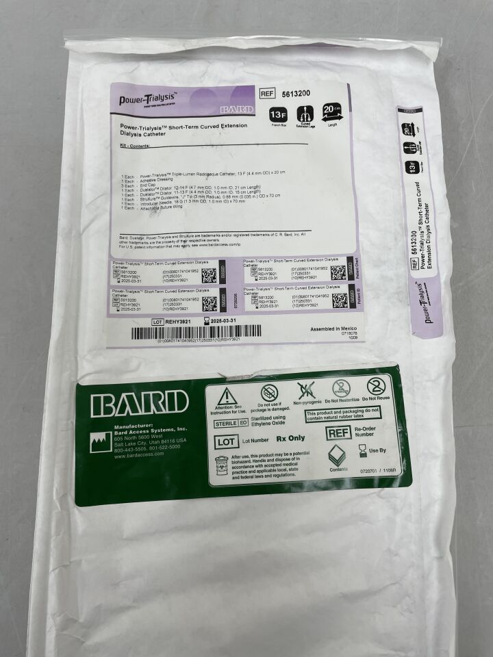 5613200 - BARD - Power-Trialysis Dialysis Catheter Kit, Curved 13F x 20cm, (EA) - ( Expiry Date: 2025-03-31 )