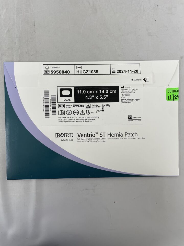 5950040 - BARD - Ventrio ST Hernia Patch, Medium Oval, 11cm x 14cm, (BX/1) - ( Expiry Date: 2024-11-28 )
