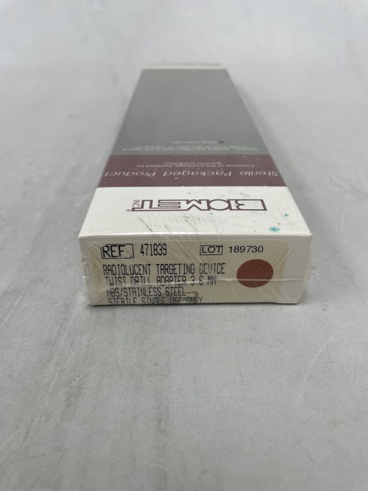 471839 - BIOMET - Radiolucent Targeting Device, Twist Drill Adapter, 3.6mm, ABS/Stainless Steel, (BX/1) - ( Expiry Date: 2016-09-01 )