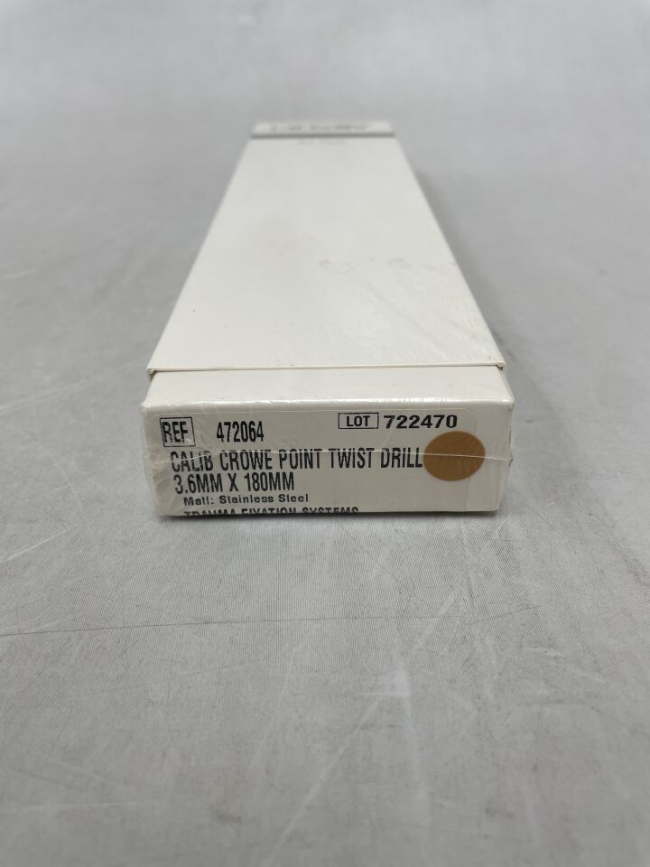 472064 - BIOMET - Calibrated Crowe Point Twist Drill, 3.5mm x 180mm, Stainless Steel, Trauma Fixation Systems, (BX/1) - ( Expiry Date: 2017-06-01 )