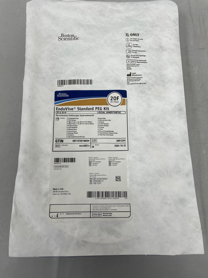 6821 - BOSTON SCIENTIFIC - EndoVive Standard Percutaneous Endoscopic Gastrostomy (PEG) Kit, 20 Fr Size, Push, (EA) - ( Expiry Date: 2024-10-31 )