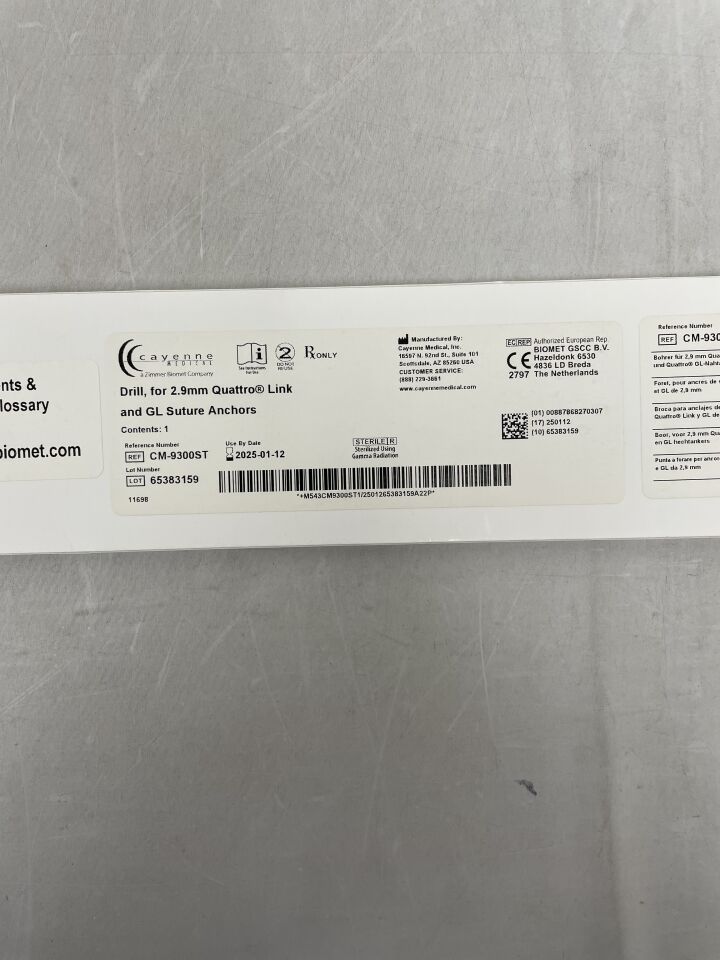 CM-9300ST - CAYENNE MEDICAL - Drill, for 2.9mm Quattro Link, (BX/1)