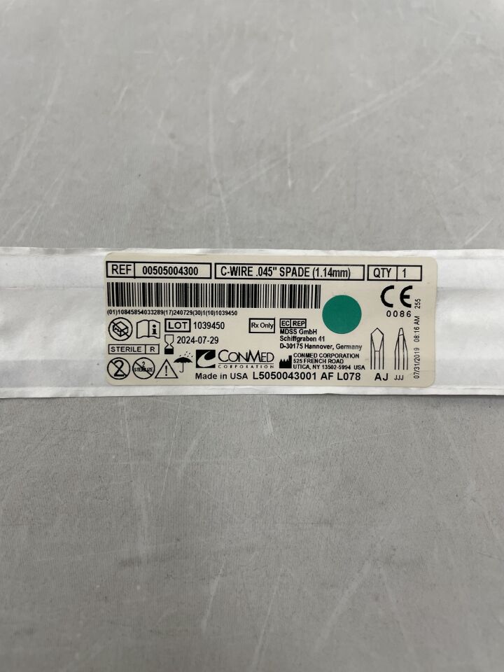 505004300 - CONMED - Orthopedic Wire, 0.045 x 5 in, Double Ended, Spade Tip , (EA) - ( Expiry Date: 2024-07-29 )